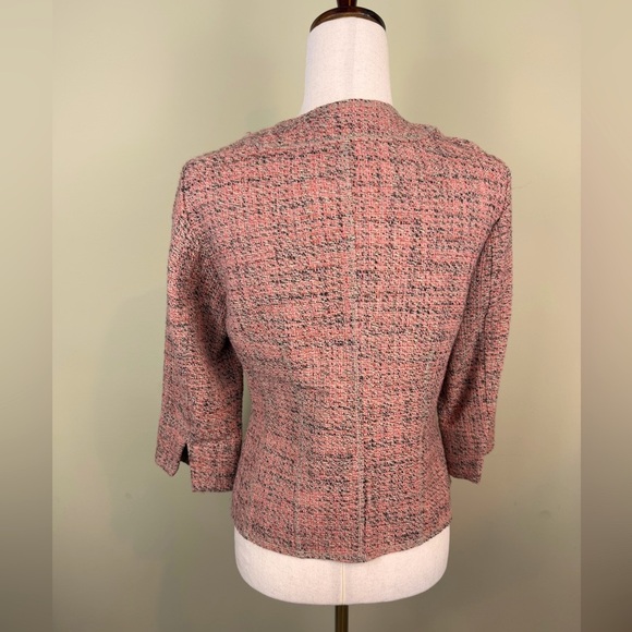 J Jill tweed jacket coral and pink tones with snap front size XS preowned - Picture 2 of 11